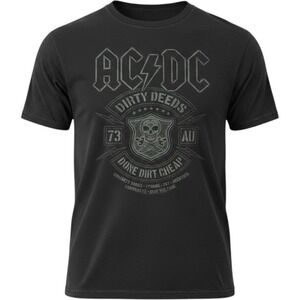 AC/DC T-Shirt Mens XL Black Excellent Dirty Deeds Skull Graphic Band Tee